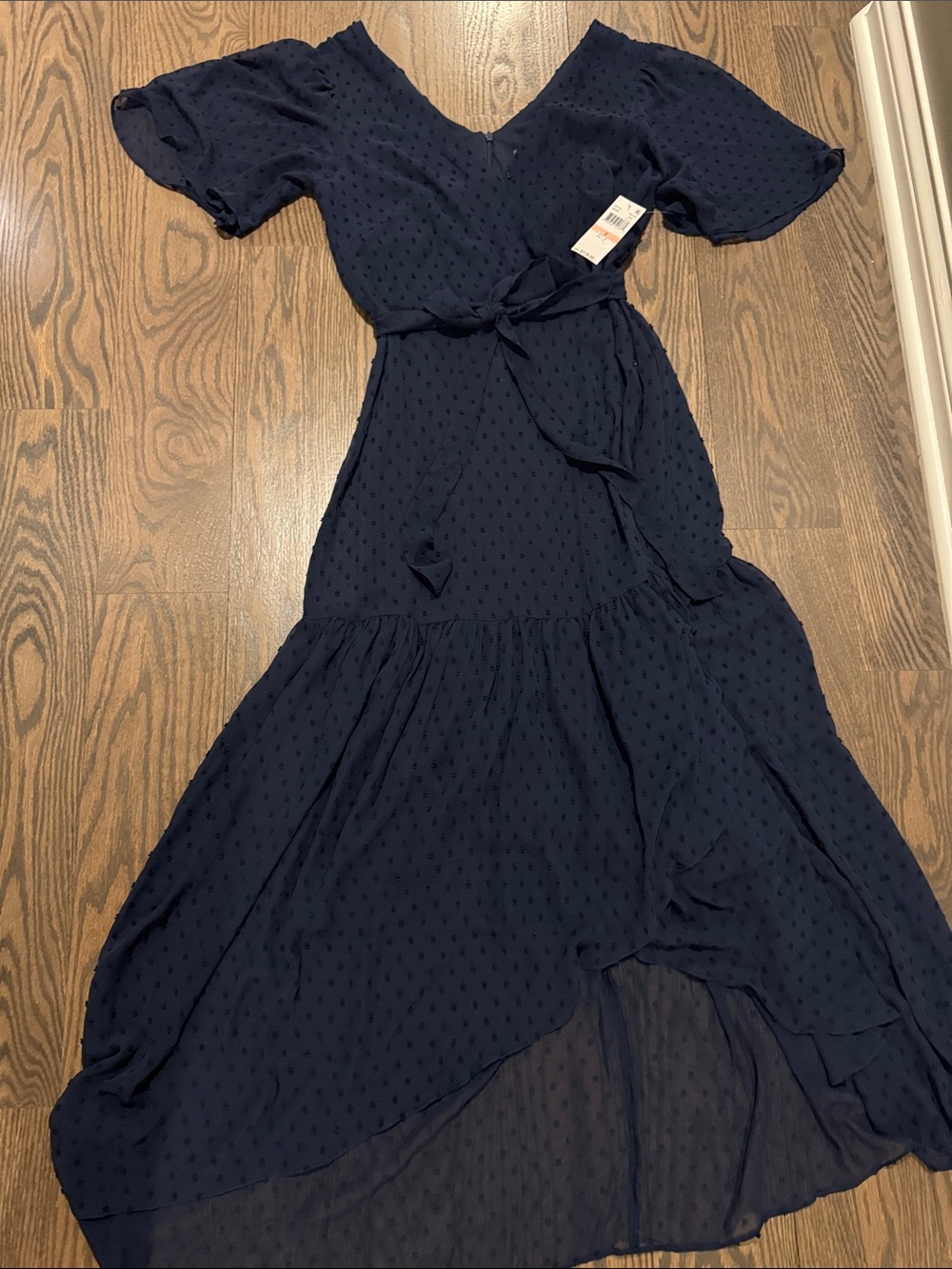 Donna Ricco Navy Blue High-Low Dress